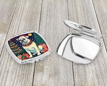 Load image into Gallery viewer, White Boxer Christmas Compact Mirror – Stylish Purse Mirror with Artistic Covers
