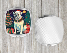 Load image into Gallery viewer, White Boxer Christmas Compact Mirror – Stylish Purse Mirror with Artistic Covers