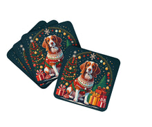 Load image into Gallery viewer, Brittany Spaniel Christmas Coasters - Set of 4 Lightweight Foam, Absorbent Drink Coasters