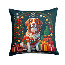 Load image into Gallery viewer, Brittany Spaniel Christmas Throw Pillow - 14x14 Decorative Pillow – Art for Your Home &amp; Patio