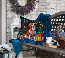 Load image into Gallery viewer, Brittany Spaniel Christmas Fabric Decorative Pillow