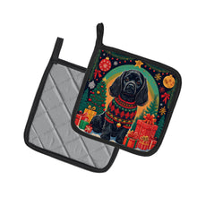 Load image into Gallery viewer, Black Cocker Spaniel Christmas Pot Holders - Set of 2 Decorative Kitchen Helpers | Made in the USA