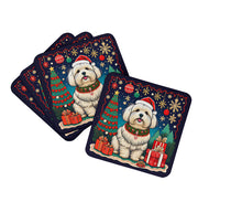 Load image into Gallery viewer, Coton De Tulear Christmas Coasters - Set of 4 Lightweight Foam, Absorbent Drink Coasters