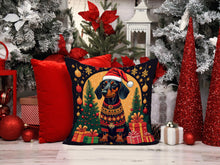 Load image into Gallery viewer, Black and Tan Dachshund Christmas Throw Pillow - 14x14 Decorative Pillow – Art for Your Home &amp; Patio