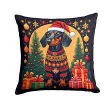 Load image into Gallery viewer, Black and Tan Dachshund Christmas Throw Pillow - 14x14 Decorative Pillow – Art for Your Home &amp; Patio