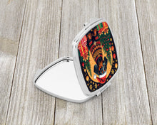 Load image into Gallery viewer, Black and Tan Dachshund Christmas Compact Mirror – Stylish Purse Mirror with Artistic Covers