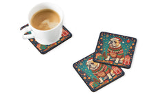 Load image into Gallery viewer, English Bulldog Christmas Coasters - Set of 4 Lightweight Foam, Absorbent Drink Coasters