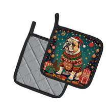 Load image into Gallery viewer, English Bulldog Christmas Pot Holders - Set of 2 Decorative Kitchen Helpers | Made in the USA