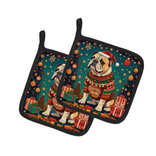 Load image into Gallery viewer, English Bulldog Christmas Pot Holders - Set of 2 Decorative Kitchen Helpers | Made in the USA