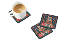Load image into Gallery viewer, English Bulldog Christmas Coasters - Set of 4 Lightweight Foam, Absorbent Drink Coasters
