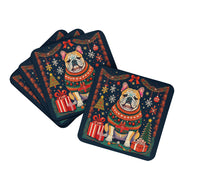 Load image into Gallery viewer, English Bulldog Christmas Coasters - Set of 4 Lightweight Foam, Absorbent Drink Coasters