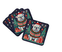 Load image into Gallery viewer, White English Bulldog Christmas Coasters - Set of 4 Lightweight Foam, Absorbent Drink Coasters