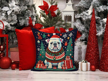 Load image into Gallery viewer, White English Bulldog Christmas Fabric Decorative Pillow