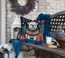 Load image into Gallery viewer, White English Bulldog Christmas Fabric Decorative Pillow