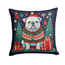 Load image into Gallery viewer, White English Bulldog Christmas Fabric Decorative Pillow