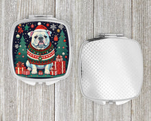 Load image into Gallery viewer, White English Bulldog Christmas Compact Mirror – Stylish Purse Mirror with Artistic Covers