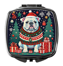 Load image into Gallery viewer, White English Bulldog Christmas Compact Mirror – Stylish Purse Mirror with Artistic Covers