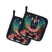 Load image into Gallery viewer, Black French Bulldog Christmas Pot Holders - Set of 2 Decorative Kitchen Helpers | Made in the USA