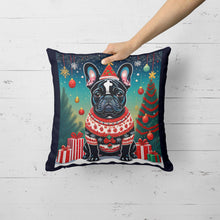 Load image into Gallery viewer, Black French Bulldog Christmas Throw Pillow - 14x14 Decorative Pillow – Art for Your Home &amp; Patio