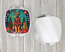 Load image into Gallery viewer, German Shepherd Christmas Compact Mirror – Stylish Purse Mirror with Artistic Covers