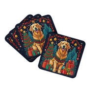Load image into Gallery viewer, Golden Retriever Christmas Coasters - Set of 4 Lightweight Foam, Absorbent Drink Coasters