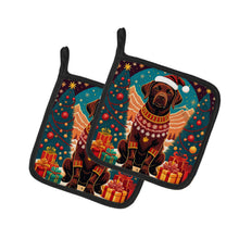 Load image into Gallery viewer, Chocolate Labrador Retriever Christmas Pot Holders - Set of 2 Decorative Kitchen Helpers | Made in the USA
