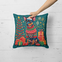 Load image into Gallery viewer, Miniature Pinscher Christmas Throw Pillow - 14x14 Decorative Pillow – Art for Your Home &amp; Patio