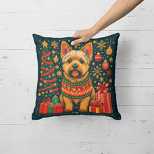 Load image into Gallery viewer, Norwich Terrier Christmas Throw Pillow - 14x14 Decorative Pillow – Art for Your Home &amp; Patio