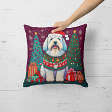 Load image into Gallery viewer, Old English Sheepdog Christmas Throw Pillow - 14x14 Decorative Pillow – Art for Your Home &amp; Patio