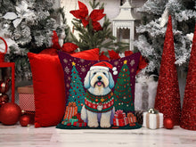 Load image into Gallery viewer, Old English Sheepdog Christmas Throw Pillow - 14x14 Decorative Pillow – Art for Your Home &amp; Patio
