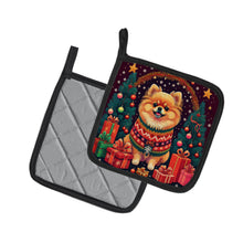 Load image into Gallery viewer, Pomeranian Christmas Pot Holders - Set of 2 Decorative Kitchen Helpers | Made in the USA