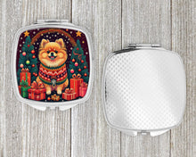 Load image into Gallery viewer, Pomeranian Christmas Compact Mirror – Stylish Purse Mirror with Artistic Covers