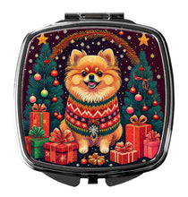 Load image into Gallery viewer, Pomeranian Christmas Compact Mirror – Stylish Purse Mirror with Artistic Covers