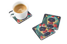 Load image into Gallery viewer, Black Toy Poodle Christmas Coasters - Set of 4 Lightweight Foam, Absorbent Drink Coasters