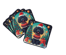Load image into Gallery viewer, Black Toy Poodle Christmas Coasters - Set of 4 Lightweight Foam, Absorbent Drink Coasters