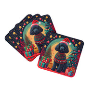 Load image into Gallery viewer, Black  Poodle Christmas Coasters - Set of 4 Lightweight Foam, Absorbent Drink Coasters