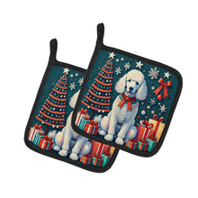 Load image into Gallery viewer, White Poodle Christmas Pot Holders - Set of 2 Decorative Kitchen Helpers | Made in the USA