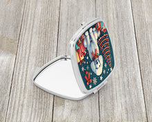 Load image into Gallery viewer, White Poodle Christmas Compact Mirror – Stylish Purse Mirror with Artistic Covers