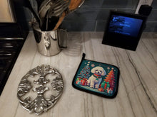 Load image into Gallery viewer, White Toy Poodle Christmas Pot Holders - Set of 2 Decorative Kitchen Helpers | Made in the USA