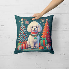 Load image into Gallery viewer, White Toy Poodle Christmas Throw Pillow - 14x14 Decorative Pillow – Art for Your Home &amp; Patio