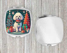 Load image into Gallery viewer, White Toy Poodle Christmas Compact Mirror – Stylish Purse Mirror with Artistic Covers