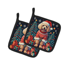 Load image into Gallery viewer, Apricot Toy Poodle Christmas Pot Holders - Set of 2 Decorative Kitchen Helpers | Made in the USA