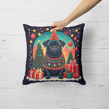 Load image into Gallery viewer, Black Pug Christmas Throw Pillow - 14x14 Decorative Pillow – Art for Your Home &amp; Patio
