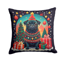 Load image into Gallery viewer, Black Pug Christmas Throw Pillow - 14x14 Decorative Pillow – Art for Your Home &amp; Patio