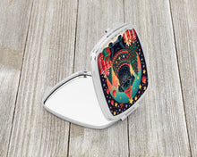 Load image into Gallery viewer, Black Pug Christmas Compact Mirror – Stylish Purse Mirror with Artistic Covers