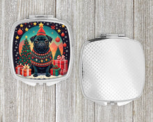 Load image into Gallery viewer, Black Pug Christmas Compact Mirror – Stylish Purse Mirror with Artistic Covers