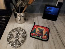 Load image into Gallery viewer, Fawn Pug Christmas Pot Holders - Set of 2 Decorative Kitchen Helpers | Made in the USA