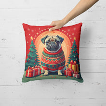 Load image into Gallery viewer, Fawn Pug Christmas Throw Pillow - 14x14 Decorative Pillow – Art for Your Home &amp; Patio