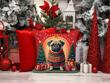 Load image into Gallery viewer, Fawn Pug Christmas Throw Pillow - 14x14 Decorative Pillow – Art for Your Home &amp; Patio