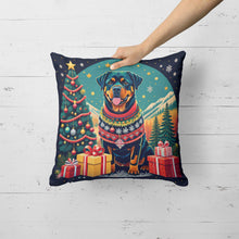 Load image into Gallery viewer, Rottweiler Christmas Throw Pillow - 14x14 Decorative Pillow – Art for Your Home &amp; Patio